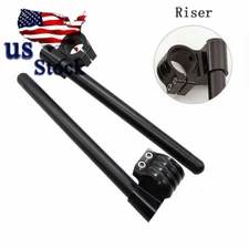 CNC Black For Honda Yamaha Suzuki Clip On Fork Handle Bar 48mm Riser 1in Clamp