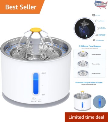Durable 2.4L Cat Water Fountain - Automatic with Charcoal Filter & LED Indicator