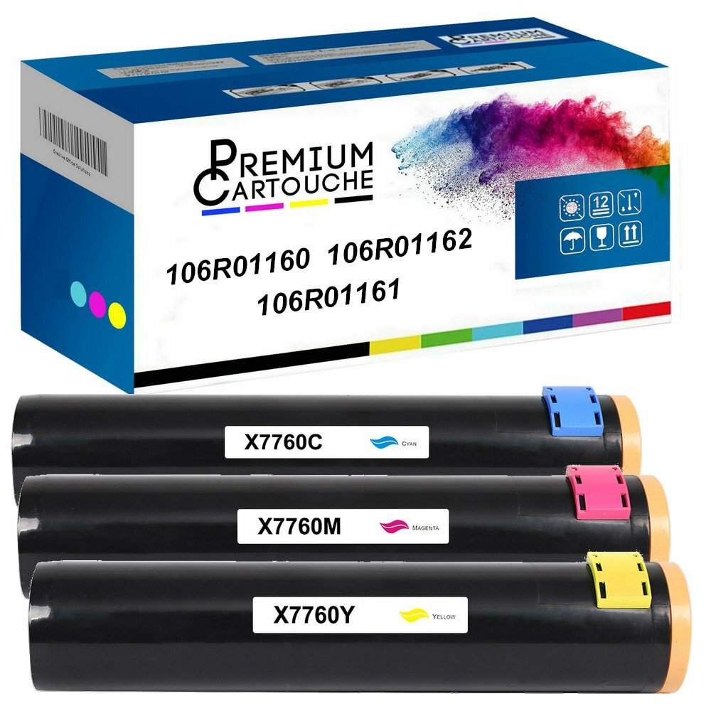 Toner 106R01160 compatible pack de 3 cartouches d'encre couleur pour bureau