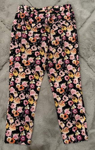 H&M Women Floral Print Cropped Pants Ankle Pockets Size 6 Cotton - Picture 4 of 6