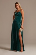 Women's Velvet Cowl Neck Spaghetti Strap Bridesmaid Dress PROM DRESS size 2/MED