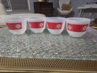 Set Of 4 Vtg Federal Glass Country Kitchen Red Gingham Custard Ramekin Dessert — photo 1