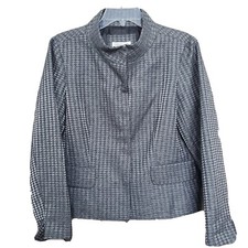 Coldwater Creek Wool BL Metallic Shimmer Gray Herringbone Blazer w/Snaps Sz P12