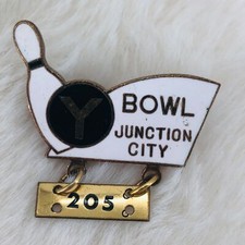 Vtg Bowling Award Pin - Junction City Y Bowl Kansas 205 Game