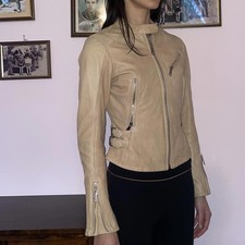 2000s Diesel Cream Leather Biker Jacket 1e8a