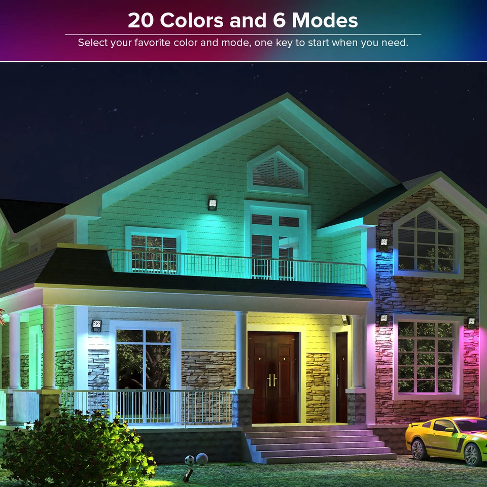 2 Pack RGB Flood Light 8800LM LED Outdoor Light 80W Celebrate Party Color Change - Image 3 of 4