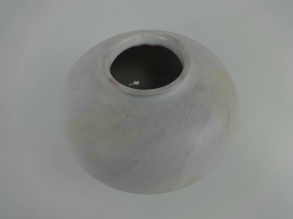 Vintage Ball Vase West German Bay Keramic White Pink Swirl Round Interior Design - Image 2 of 4