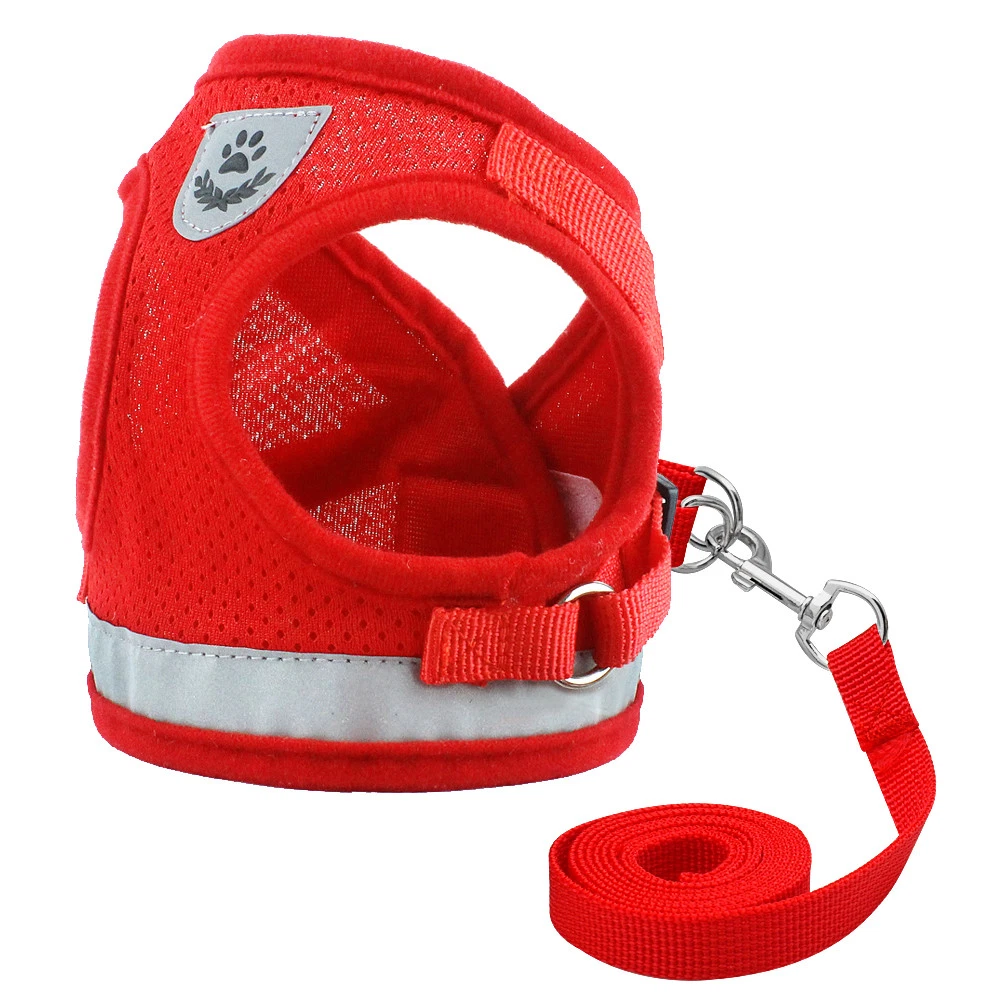 Dog Harness for Chihuahua Pug Control Mesh Walk Collar Vest Harnes and Leash Set