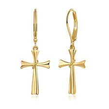 14K Gold Earring Cross Waterdrop Butterfly Heart Knot Earrings for Women Gold...