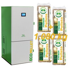 Pelletkessel automatisch / Pelletheizung 35 kW inkl. 1080 kg Holzpellets + Tank