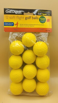 12 Soft Flight Golf Balls Practice Training Yellow Golf Digest, SEALED NEW