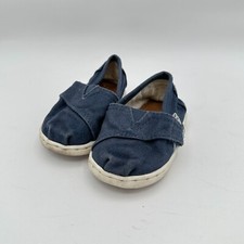 Toms Classic Shoes Baby Toddler Size 4 Blue Canvas Indie Boho Walking Hippie