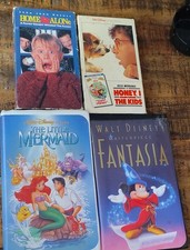 4 VHS Lot: Home Alone, Honey, I Shrunk The Kids, The Little Mermaid, Fantasia. 