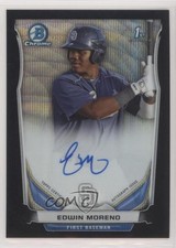 2014 Bowman Chrome Prospect Black Wave Refractor 7/50 Edwin Moreno Auto 1b0