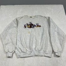 The Disney Store Sweatshirt Mens XL Gray Mickey Goofy Embroidered Vintage
