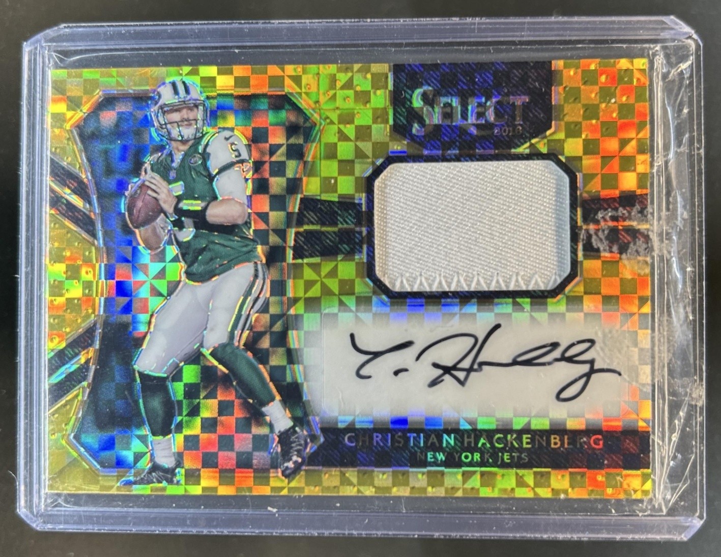 2016 Panini Select Christian Hackenberg Rookie Jersey Auto Gold Prizm RC #/10 view 1