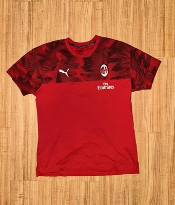 AC MILAN 2018-2020 PUMA Pre-Match Tee Fly Emirates Red/Black Pattern Medium