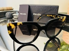 PRADA Italy Luxury Women's Sunglasses Black Brown Tortoise Shell With Receipt 