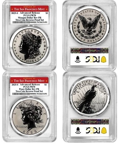 2025 S Morgan & Peace Silver Dollar $1 Reverse Proof PCGS PR70 AR #98