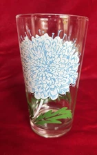 RARE Boscul Blue & WHITE "PIN CUSHION"  SCABIOSA  5" Peanut Butter Glass