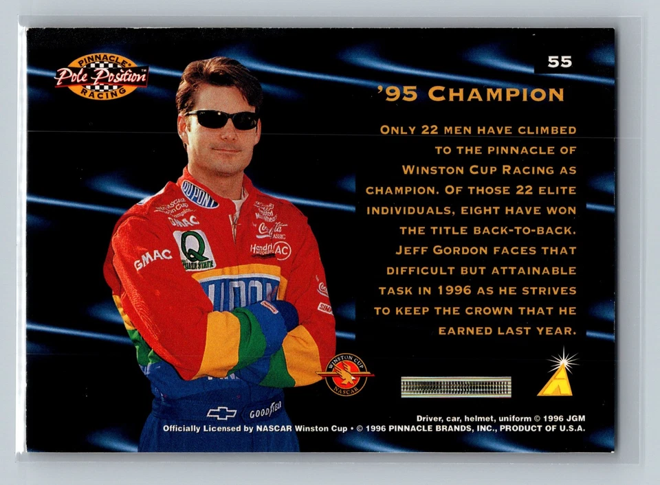 Jeff Gordon #55 1996 Pinnacle Pole Position Hendrick Motorsports - Image 2 of 2