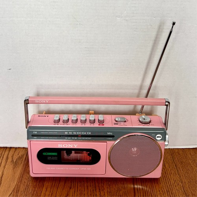 #ad #ad Vintage Rare Pink Sony CFM 120 Cassette Corder Radio AM FM Clean Parts Repair $149.97