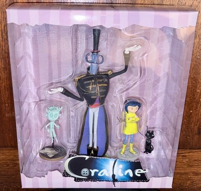 Coraline 2008 NECA Set A Figures Mr Bobinsky & Signed 1st Ed