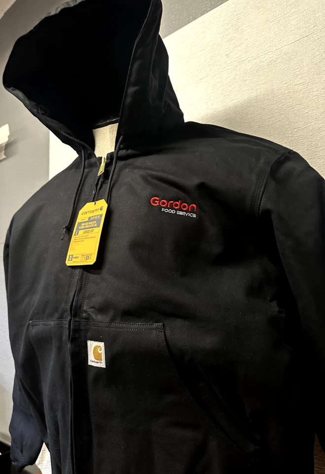 NUEVA Chaqueta Activa Carhartt Para Hombre Con Capucha Aislada de Pato XL Negra * con logotipo personalizado Foto 4 de 4