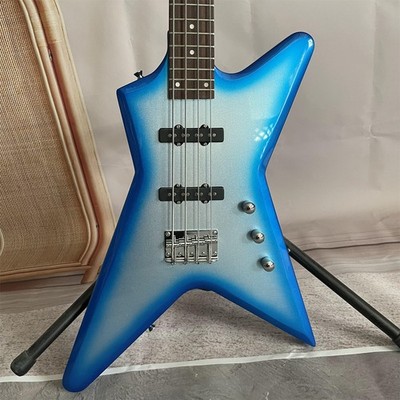 Blue Burst Sliver Electric Bass Guitar Rosewood Fretboard Maple Neck Chrome Part