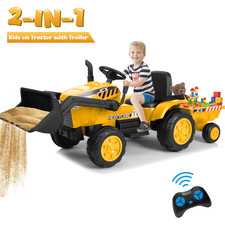 12v 2 In 1 Ride On Tractor Bulldozer Toys For Kids, Battery Powered Ride On Trac