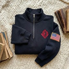 Embroidered J.E.E. Epstein Quarter Zip Sweatshirt, Jeffrey Epstein Embroidery