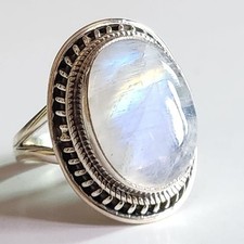 RAINBOW MOONSTONE NATURAL GEMSTONE 925 STERLING SILVER JEWELRY RING 3 TO 12