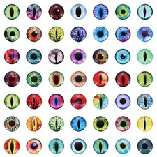 100Pcs 4mm Glass Dragon Eyes Flatback Doll Eyes, Green Red Blue Mixed