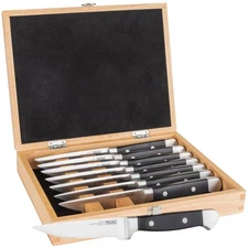 Viking 8pc Steak Knife Set Stainless Steel w/ Gift Box Black ABS Handles