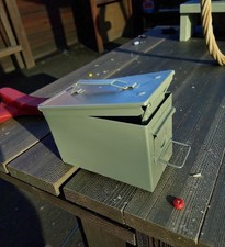 Metal Ammo Box Tin Military Storage Container Green Clasp Lid Nato 50,Cal