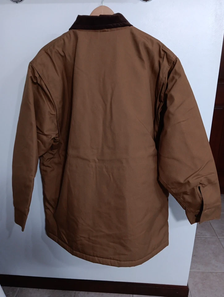 Red Kap Barn Work Coat Pockets Snap Button Closure Large Quilted Insulated Brown - Image 3 of 4