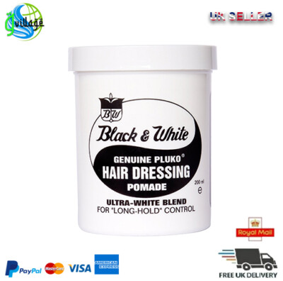 2 X BLACK & WHITE HAIR WAX GENUINE PLUKO hair DRESSING POMADE 200ml NEW | eBay 2 X BLACK & WHITE HAIR WAX GENUINE PLUKO hair DRESSING POMADE 200ml NEW | eBay