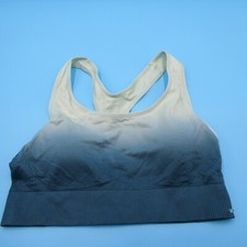 Victorias Secret Sports Bra Large White Blue Padded Seamless Lightly Lined New