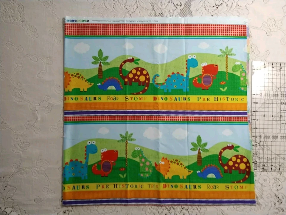Dinosaur Prehistoric Fun Cotton Fabric Red Rooster Studio Fabrics Stomp 21" - Image 4 of 4