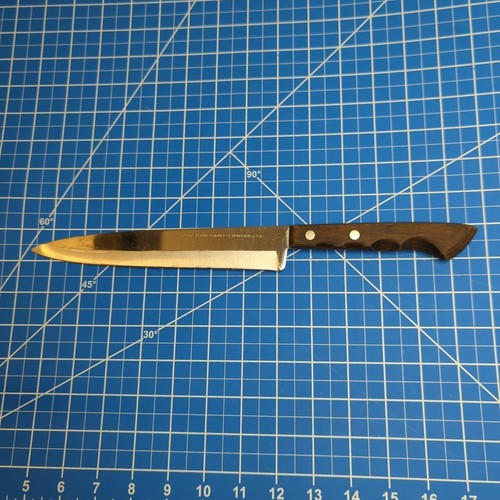 Ekco Flint Carving Knife Stainless Vanadium 8" Straight Finger Grooved Vtg USA