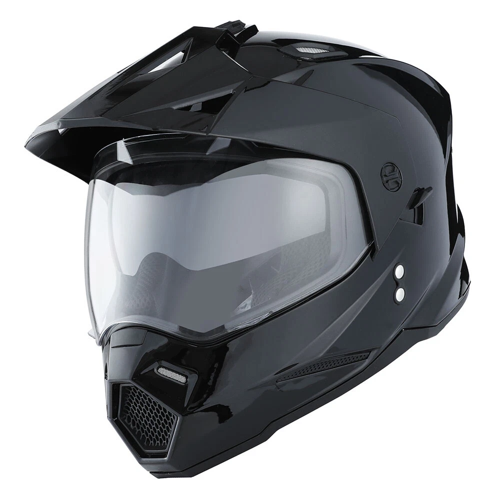 Dual Sport Dual Visor Motorcycle Motocross Full Face Helmet GlossyBlack