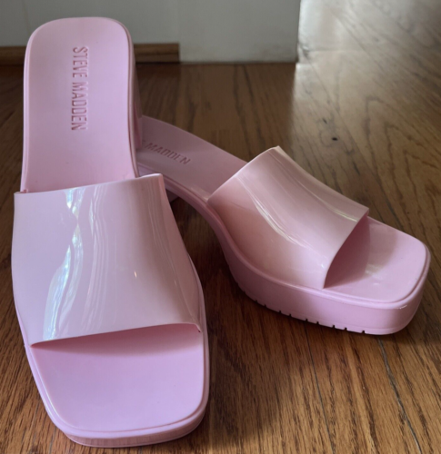 Steve Madden Harlin Chunky Jelly Platform Sandal Size 7 Block Heel Pink