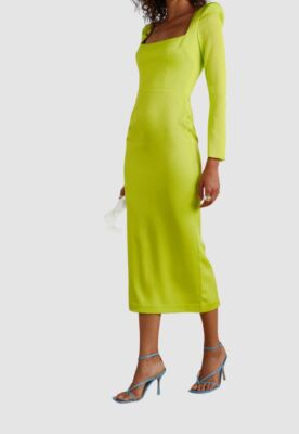$2400 Alex Perry Women's Green Padded Shoulder Scoop Dress Size 12