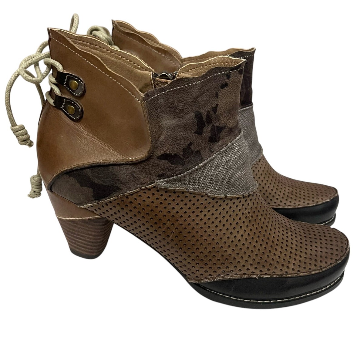 Elite By Corkys Rags Patchwork Ankle Boots 10M Boho Goblincore Cottage  Heeled