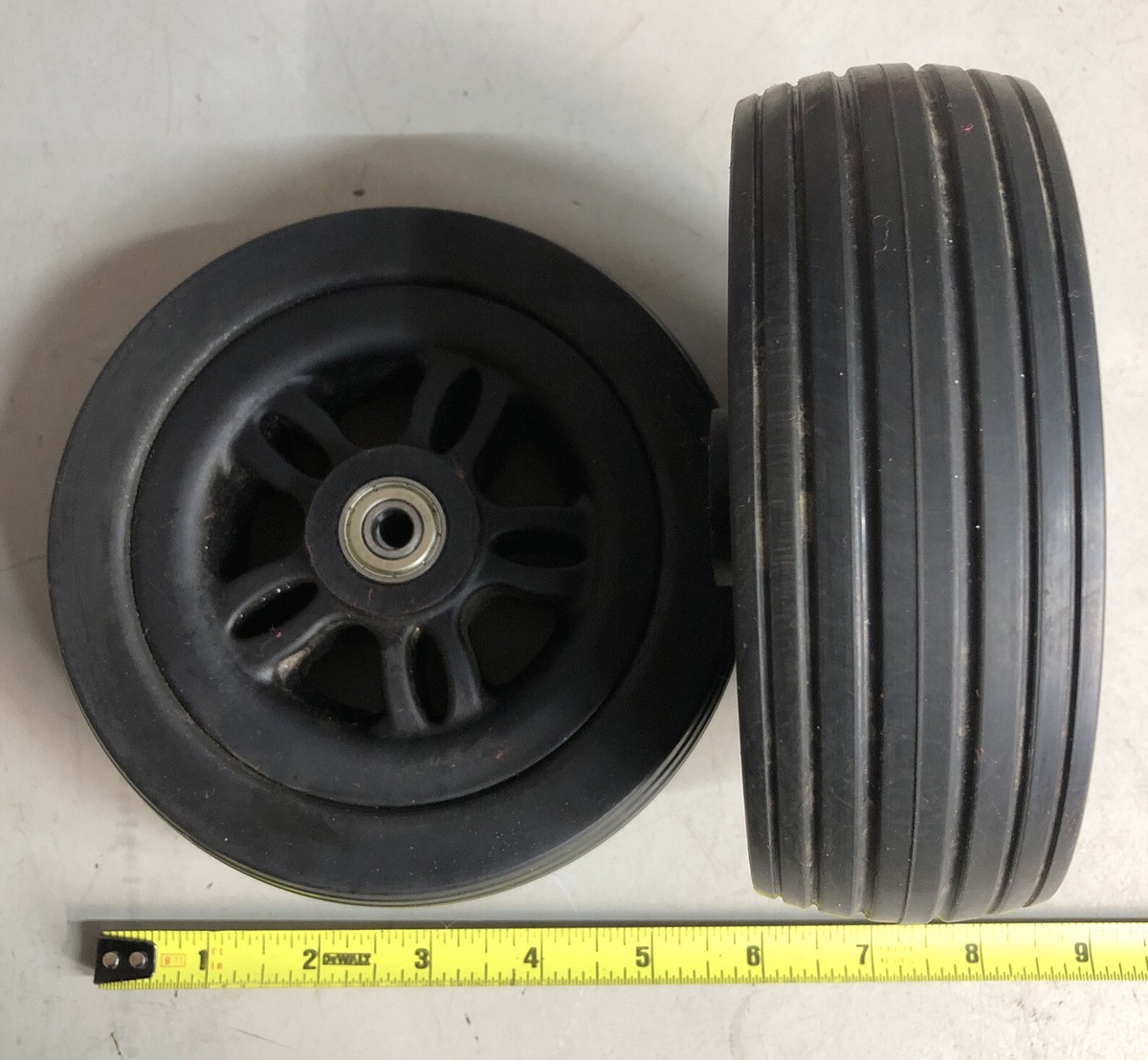 2) Front Anti-Tip / Rear Caster Wheels tire/rim black for Jazzy