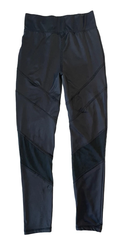 DKNY Leggings Deportivos Cintura Alta Malla con Inserción al Tobillo Niñas Talla 12 Grandes Negros Foto 2 de 4