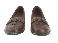 Clarks Collection Womans Slip-on Loafers 7M Leather Brown
