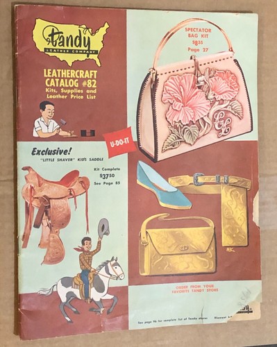 Vintage Tandy Leather Kits Catalog Leather Working Magazine 1960's Kids Adults