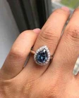 2Ct Pear Lab-Created Alexandrite Engagement Ring 14k White Gold Plated