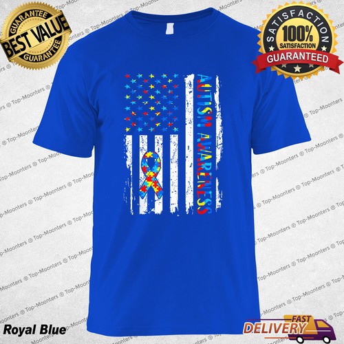 Autism Awareness Mom Dad USA flag Autistic Awareness Autism T-Shirt Women Men - 第 10/11 張圖片